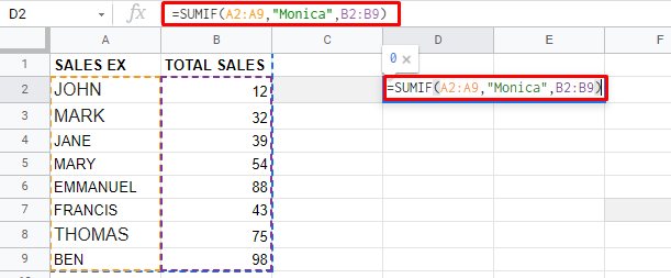 How to do SUMIF google sheet
