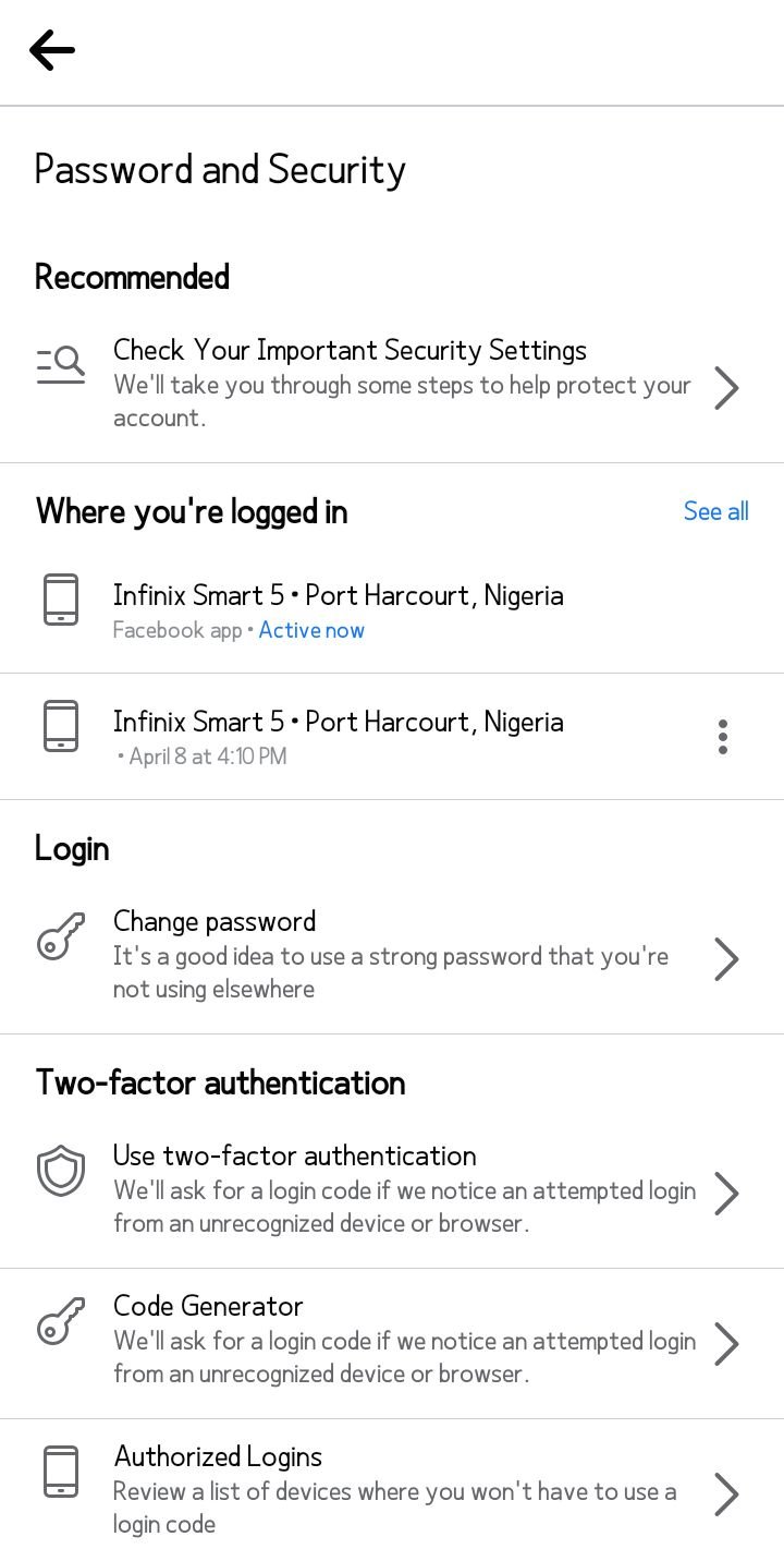 Two-Factor Authentication on Facebook